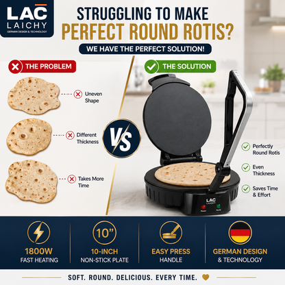 Premium Electric Roti Maker – 10" Non-Stick Plate | 1800W Fast Heating