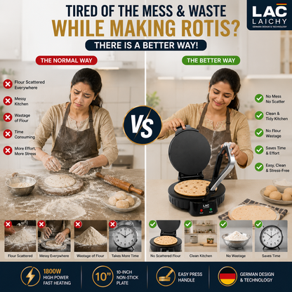 Premium Electric Roti Maker – 10" Non-Stick Plate | 1800W Fast Heating